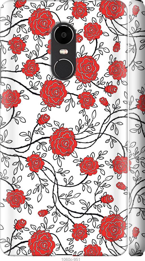 

Чехол на Xiaomi Redmi Note 4X Красные розы на белом фоне
