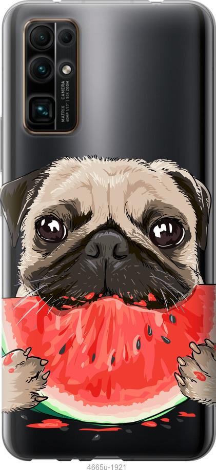 

Чехол на Huawei Honor 30 Мопс и арбуз