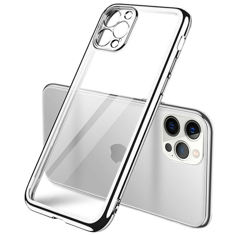 

Прозрачный силиконовый чехол глянцевая окантовка Full Camera для Apple iPhone 13 Pro (6.1") Серебряный (200754)