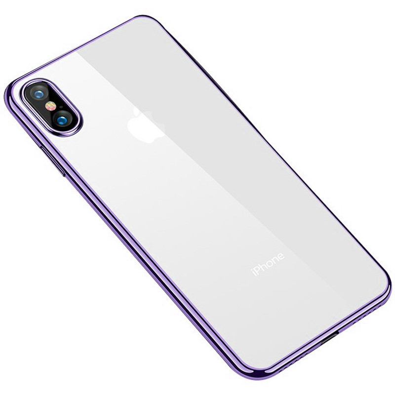 

Прозрачный силиконовый чехол глянцевая окантовка Full Camera для Apple iPhone X / XS (5.8") Сиреневый (158634)