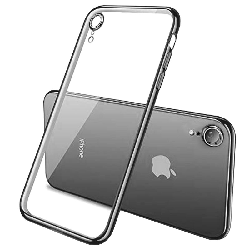 

Прозрачный силиконовый чехол глянцевая окантовка Full Camera для Apple iPhone XR (6.1") Черный (158643)