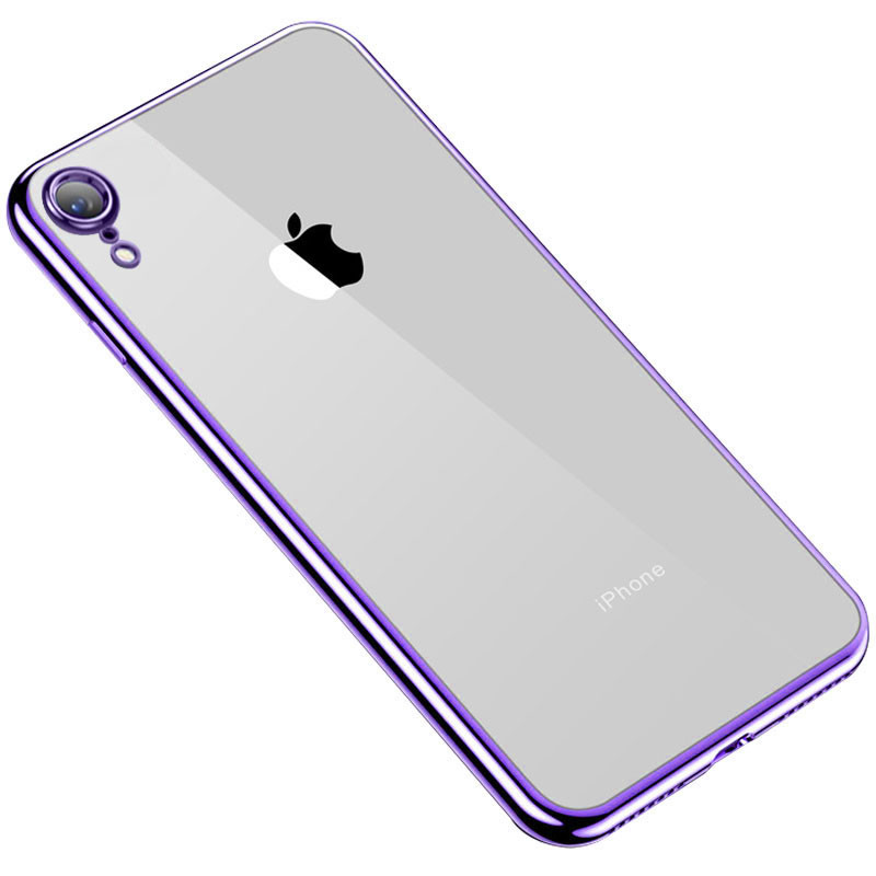 

Прозорий силіконовий чохол глянсова окантовка Full Camera для Apple iPhone XR (6.1") (Бузковий)