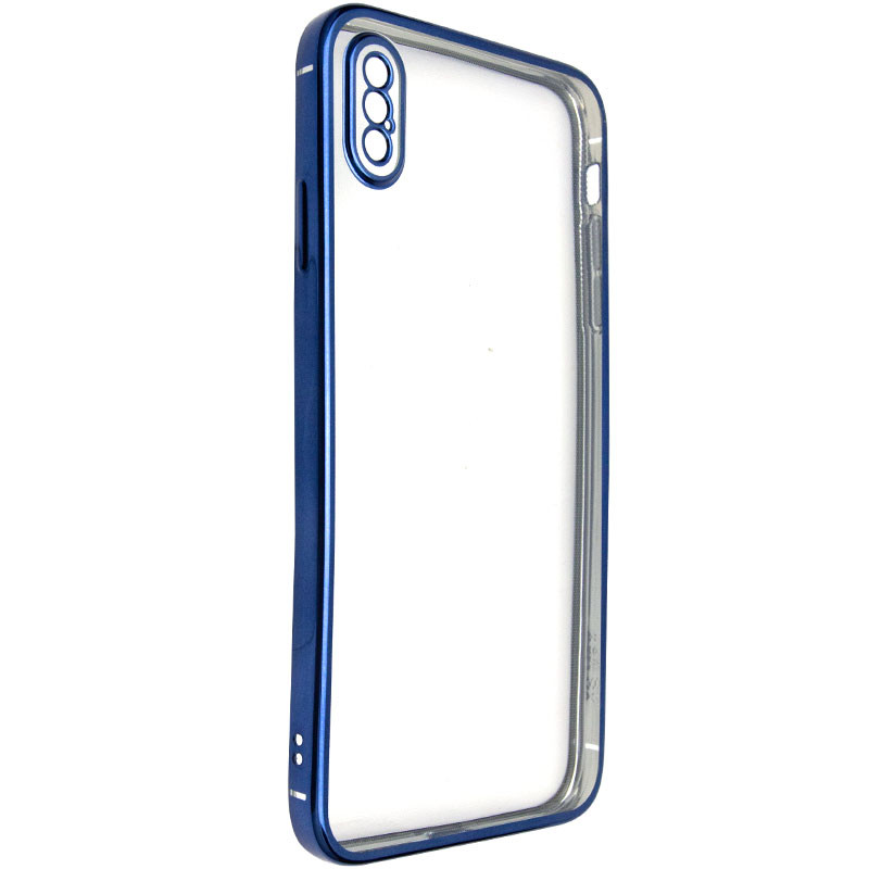 

Прозрачный силиконовый чехол глянцевая окантовка Full Camera для Apple iPhone X / XS (5.8") Синий (170720)