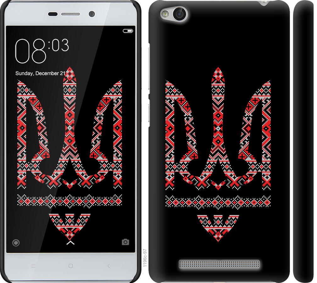 

Чехол на Xiaomi Redmi 3 Герб - вышиванка на черном фоне