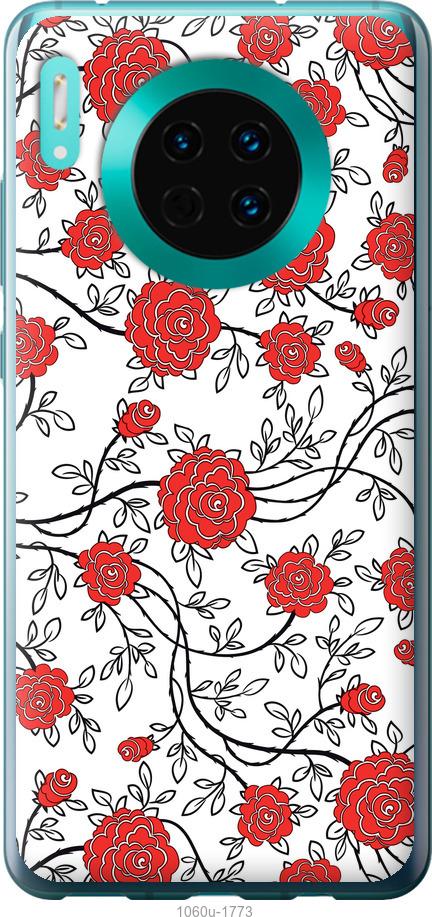 

Чехол на Huawei Mate 30 Красные розы на белом фоне