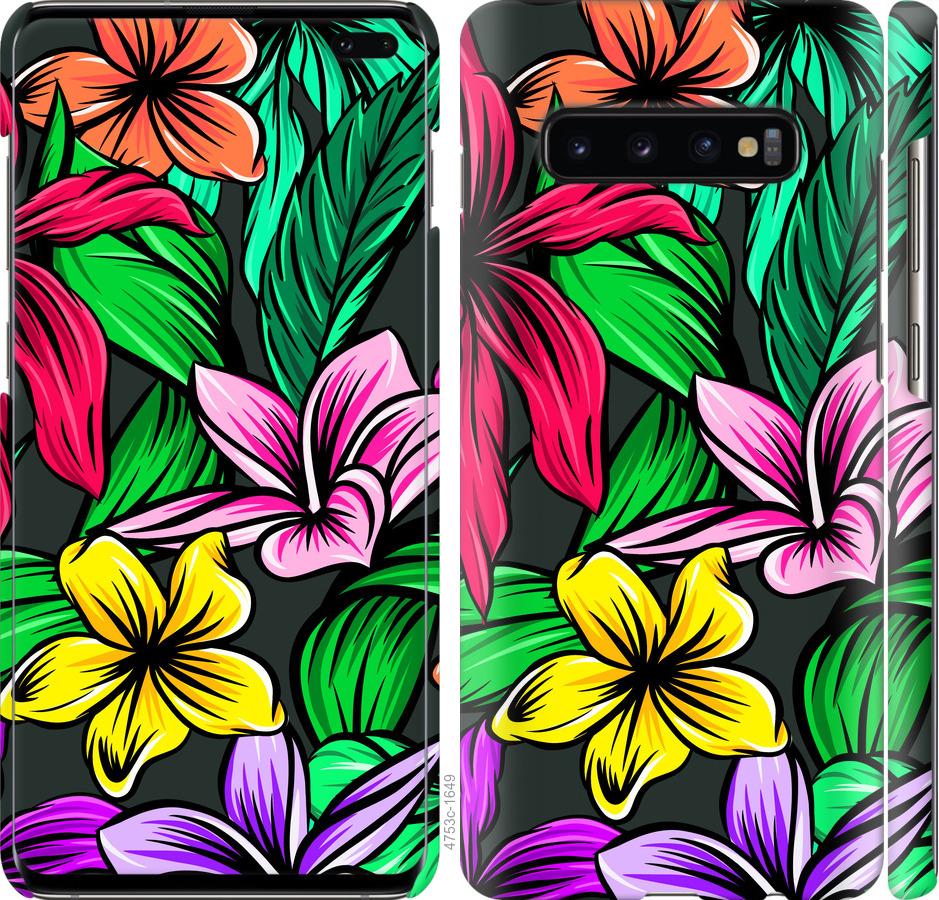 Чехол на Samsung Galaxy S10 Plus Тропические цветы 1