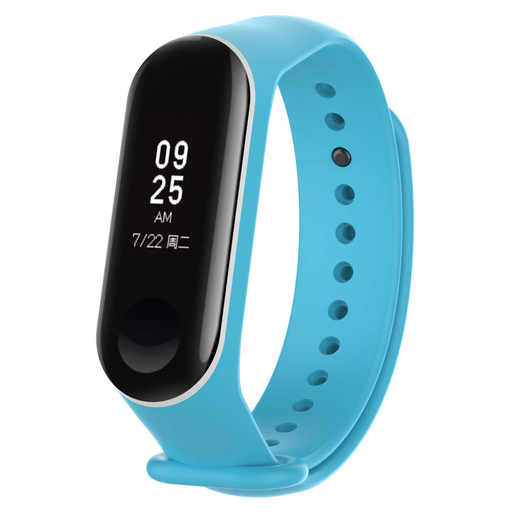

Ремінець Slim line для фітнес-браслета Xiaomi Mi Band 3 / 4 (Блакитний / білий)