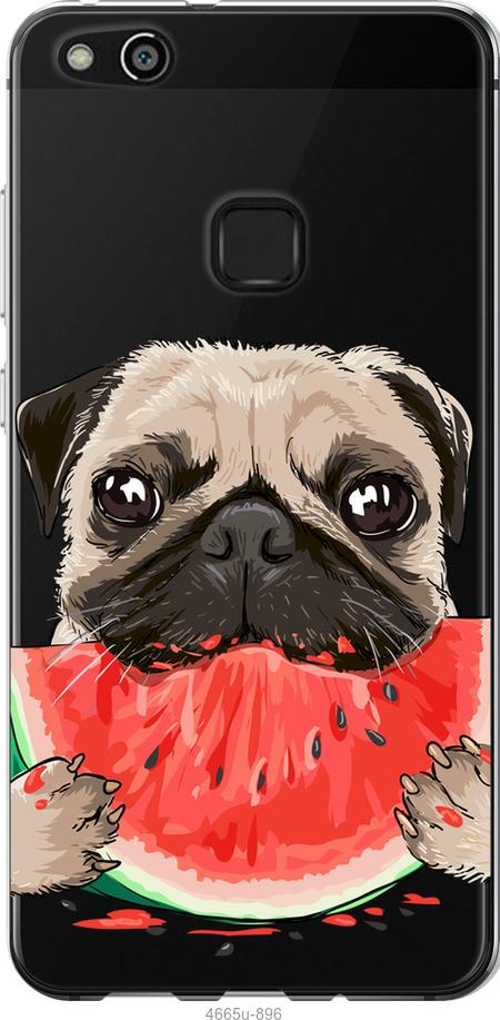 

Чехол на Huawei P10 Lite Мопс и арбуз