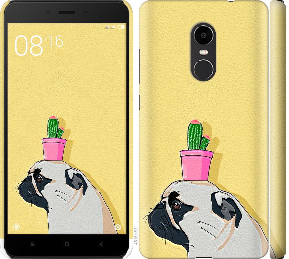

Чохол на Xiaomi Redmi Note 4X Мопс з кактусом