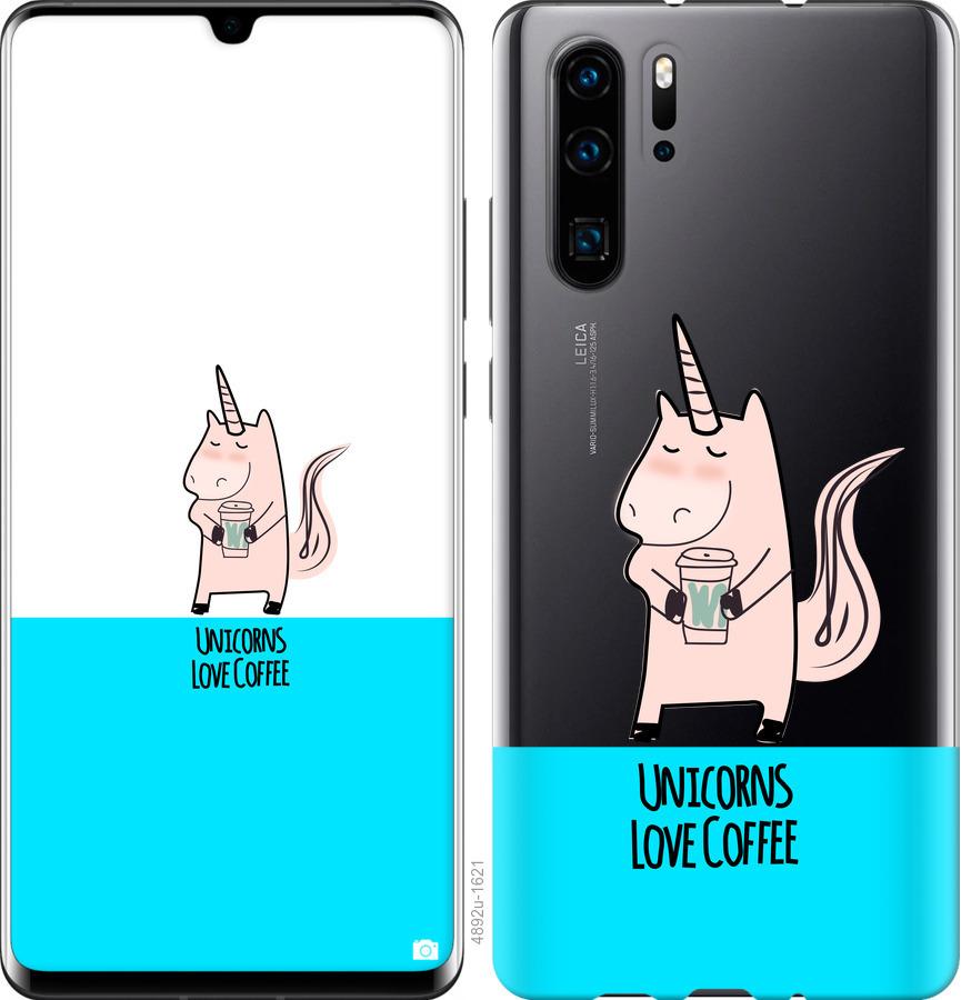 

Чехол на Oppo Reno 3 Единорожек с кофе