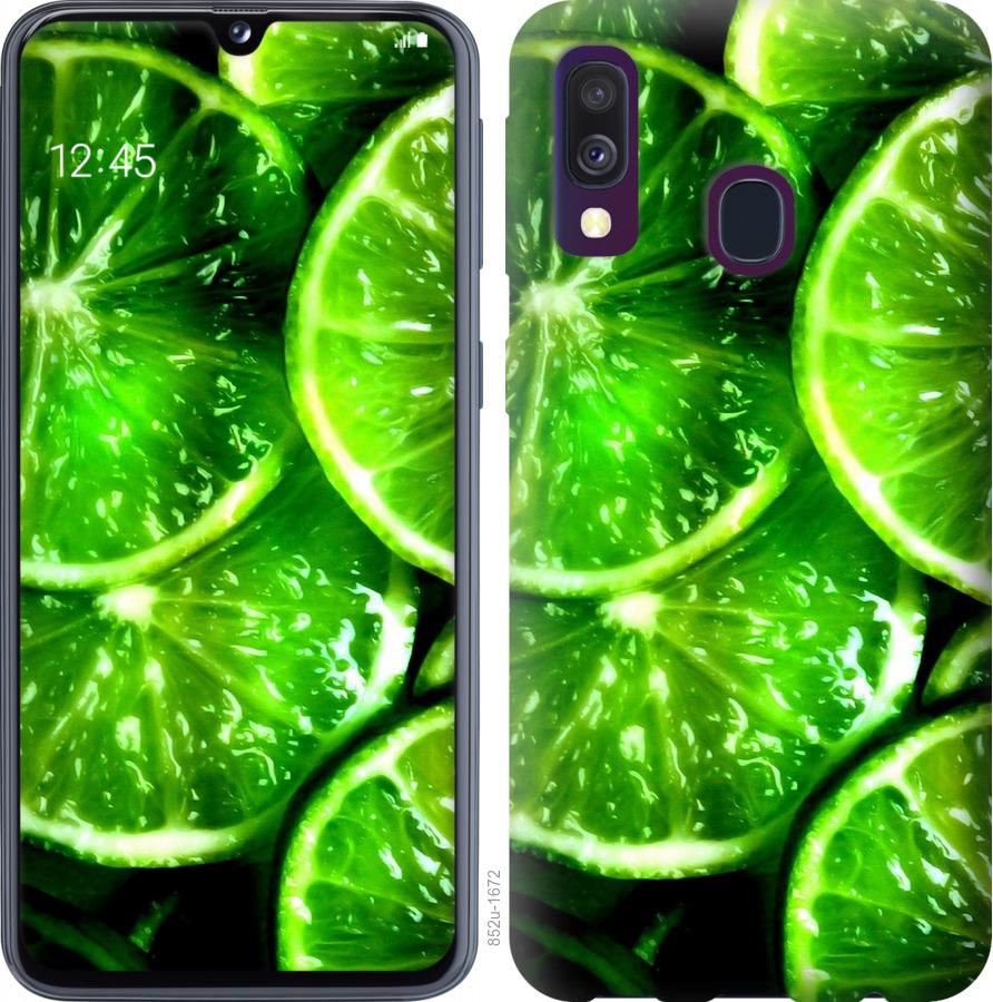 Чехол на Samsung Galaxy A40 2019 A405F Зелёные дольки лимона