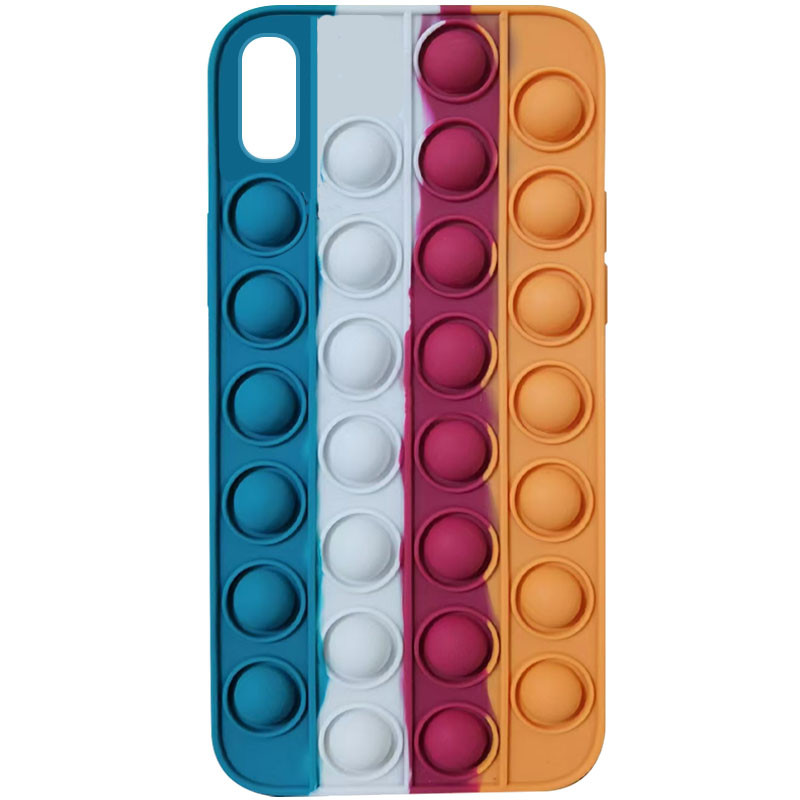 

Силиконовый 3D чехол-антистресс Pop it Bubble для Apple iPhone XS Max (6.5") Cosmos blue / Orange (184245)
