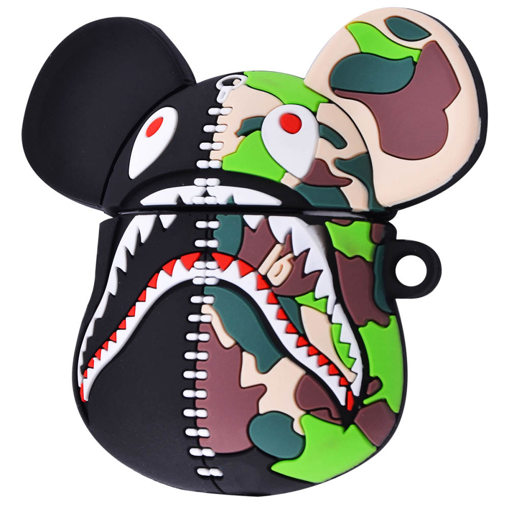 

Силиконовый футляр Bape Shark для наушников AirPods 1/2 Черно - зеленый (168130)