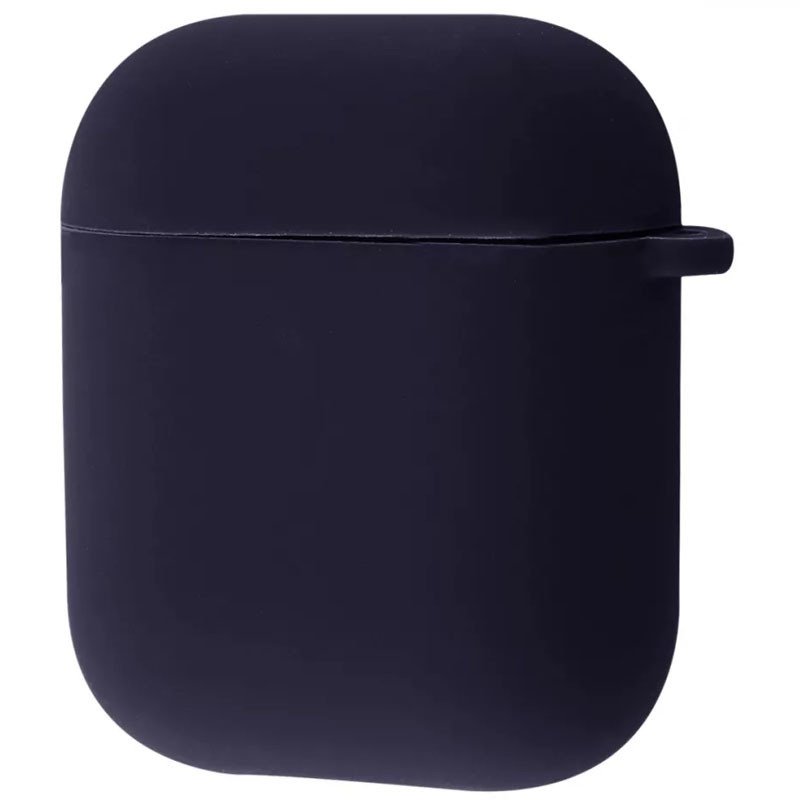 

Силиконовый футляр для наушников Airpods 1/2 Slim + карабин (Черный / Black)