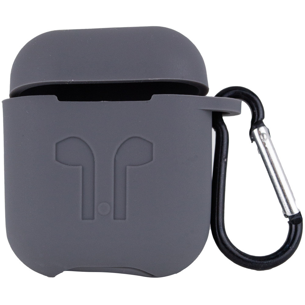 

Силиконовый футляр для наушников Airpods Logo 2in1 + карабин Серый / Dark Gray (163079)