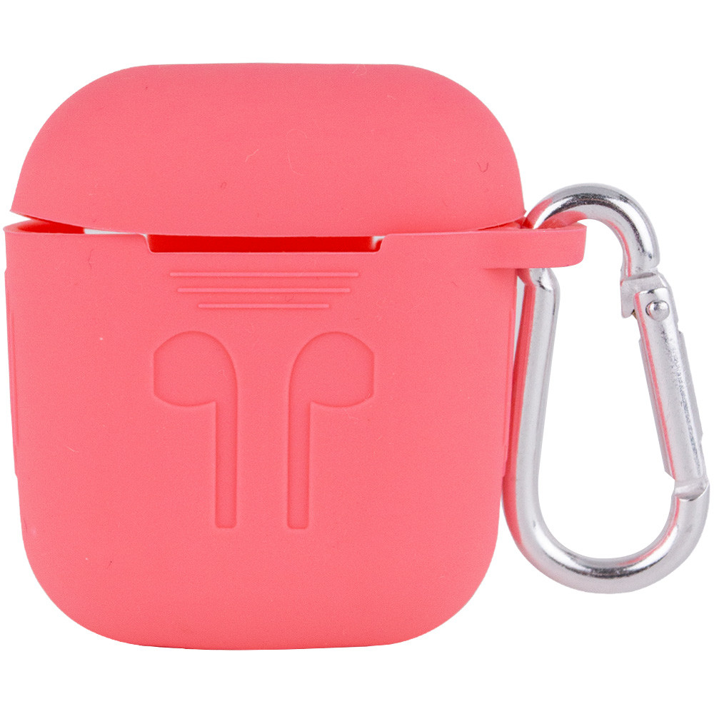

Силіконовий футляр для навушників Airpods Slim Logo + карабін (Рожевий / Hot Pink)