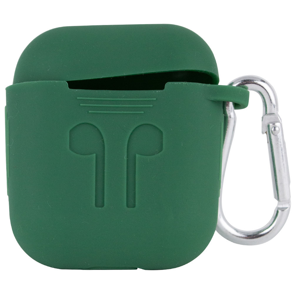 

Силіконовий футляр для навушників Airpods Slim Logo + карабін (Зелений / Pine Needle)