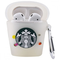 Силиконовый футляр Logo series для наушников AirPods 1/2 + карабин