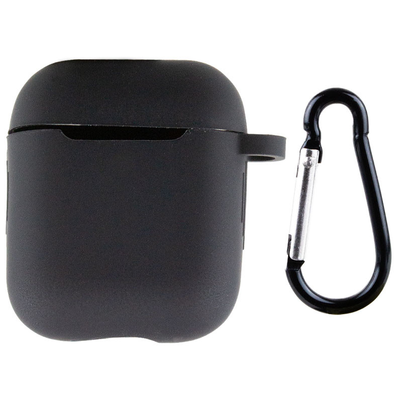 

Силиконовый футляр New с карабином для наушников Airpods 1/2 Черный / Black (191267)