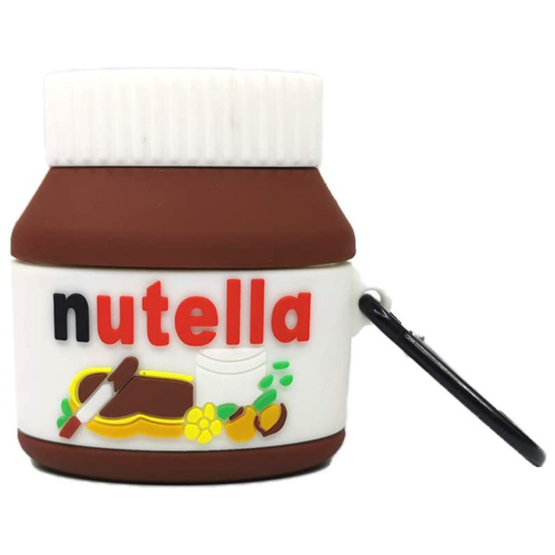 

Силиконовый футляр Nutella для наушников AirPods 1/2 + карабин Коричнево-белый (168141)