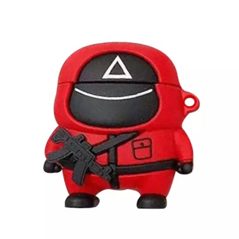 

Силиконовый футляр Squid Game для наушников AirPods 1/2 Красный / Треугольник Солдат (200603)
