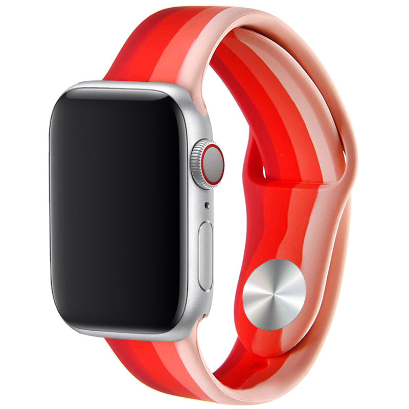 

Силиконовый ремешок Rainbow для Apple watch 42mm / 44mm Бежевый / Красный (185969)
