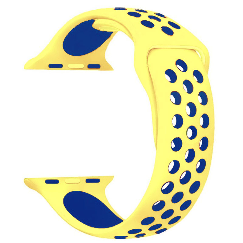 

Силиконовый ремешок Sport Nike+ для Apple watch 42mm / 44mm (Yellow / Blue)