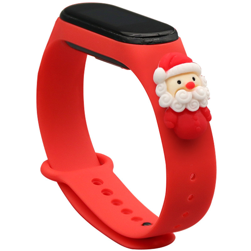 

Силіконовий ремінець Xmas для Xiaomi Mi Band 3/4 (Червоний / санта)