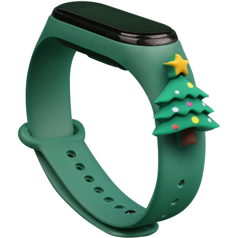 

Силіконовий ремінець Xmas для Xiaomi Mi Band 3/4 (Зелений / Елка)