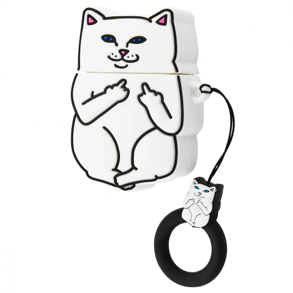 

Силиконовый футляр Cat Fakk с кольцом для наушников AirPods 1/2 Кот / Белый (121098)