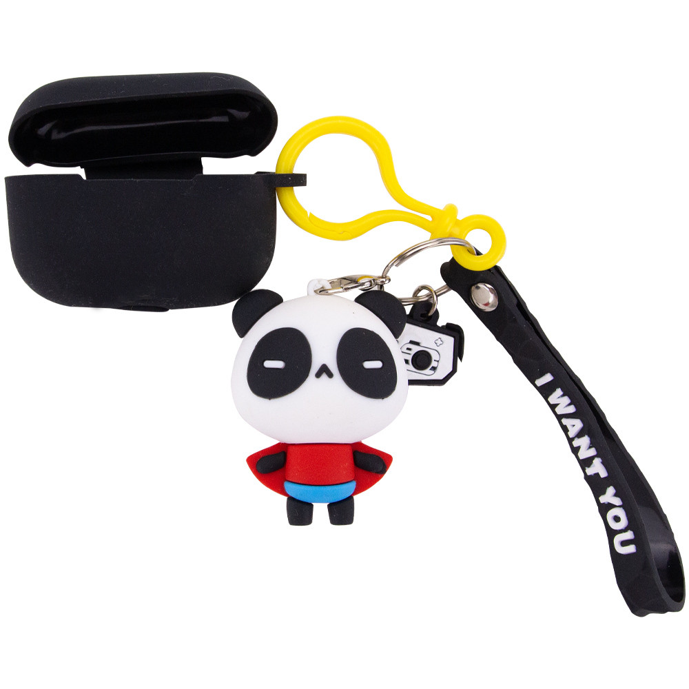

Силиконовый футляр Cute Charm для наушников AirPods Pro (Панда Супермен / Черный)