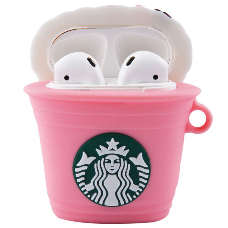

Силиконовый футляр Logo series для наушников AirPods + карабин Starbucks Coffee / Розовый (143072)