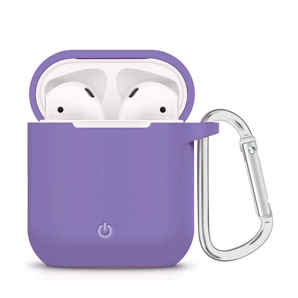 

Силиконовый футляр с карабином для наушников AirPods Сиреневый / Light purple (116450)