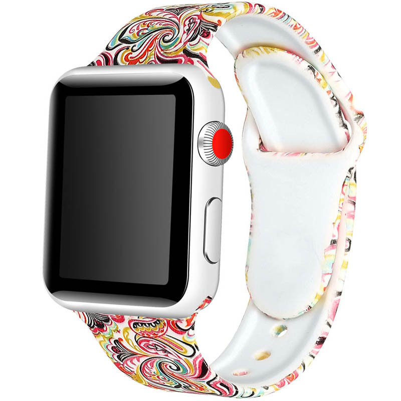 

Силіконовий ремінець з малюнком для Аксессуары для Apple Watch (Разноцветный узор)