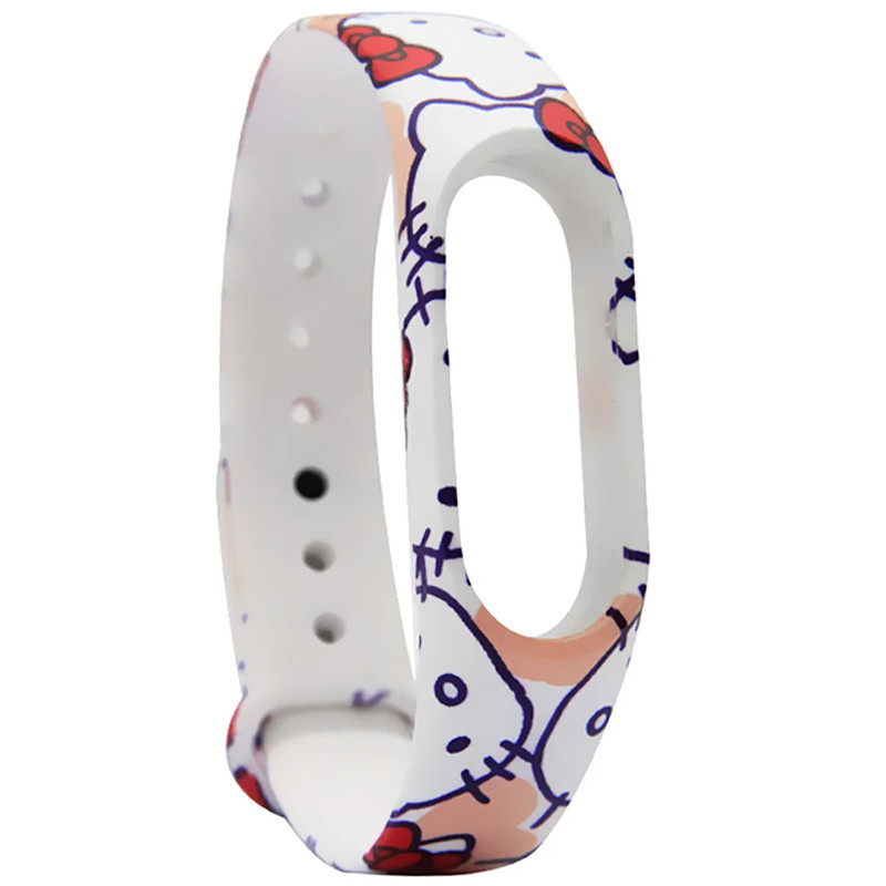 

Силиконовый ремешок с рисунком для Xiaomi Mi Band 3/4 Hello Kitty / Белый (142140)