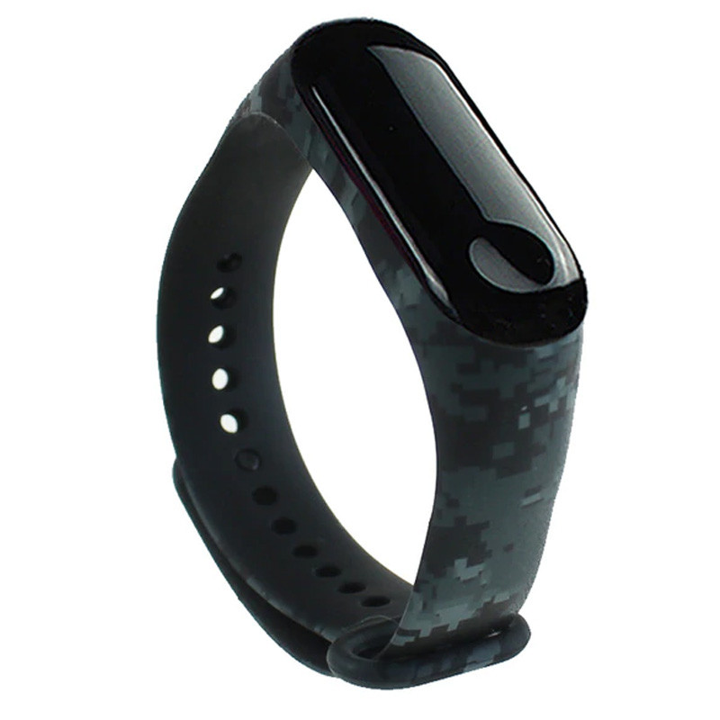

Силиконовый ремешок с рисунком для Xiaomi Mi Band 3/4 Пиксель / Черный (131420)
