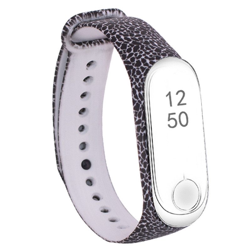 

Силиконовый ремешок с рисунком для Xiaomi Mi Band 3/4 Узоры / Черный (142144)