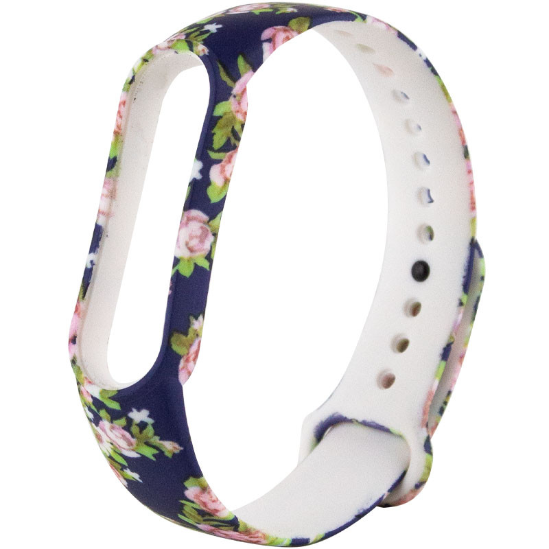 

Силиконовый ремешок с рисунком для Xiaomi Mi Band 5 / 6 Розы / Синий (141699)