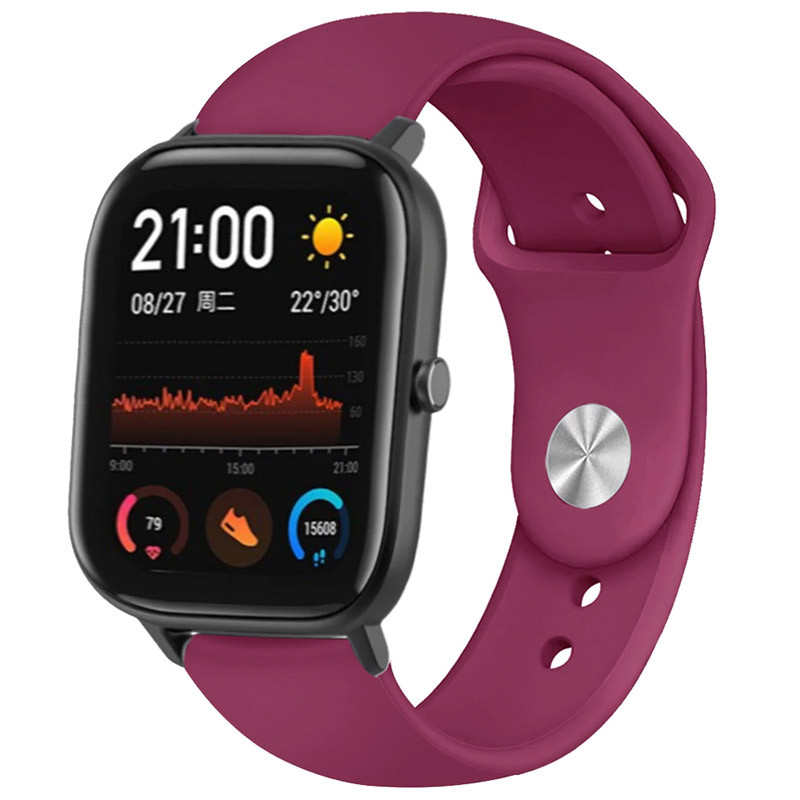 

Силиконовый ремешок Sport для Xiaomi Amazfit/Samsung 20 mm Бордовый / Marsala (132299)