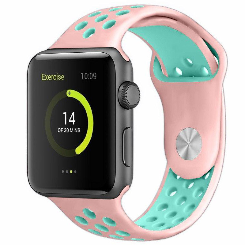 

Силиконовый ремешок Sport Nike+ для Apple watch 42mm / 44mm Розово-бирюзовый (142795)
