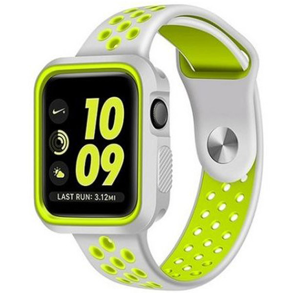 

Силиконовый ремешок Sport Nike+ для Apple watch 42mm / 44mm (Зелено-серый)
