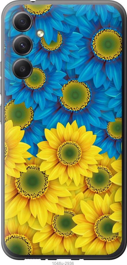 Чехол на Samsung Galaxy A34 A346E Жёлто-голубые цветы