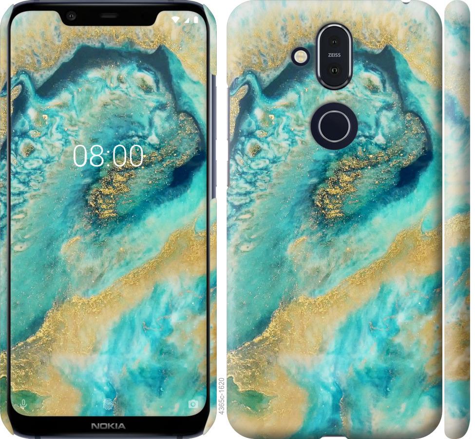 Чехол на Nokia 8.1 Green marble