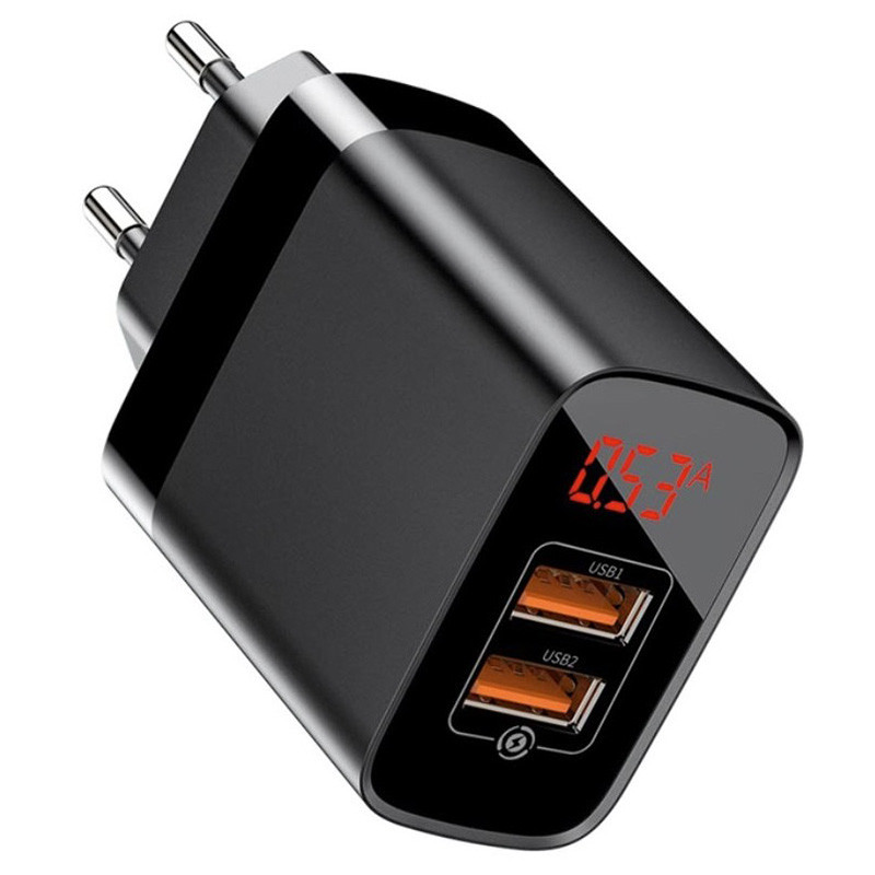 

СЗУ Baseus Mirror Lake Dual QC Digital Display 2USB Черный (143226)