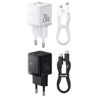 СЗУ Baseus Palm Fast Charger 20W (1USB-A/1C) + кабель Type-C to Type-C (P10111608)