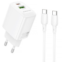 СЗУ Borofone BN27 Fuente PD20W+QC3.0 (1USB-A/1C) + кабель Type-C to Type-C