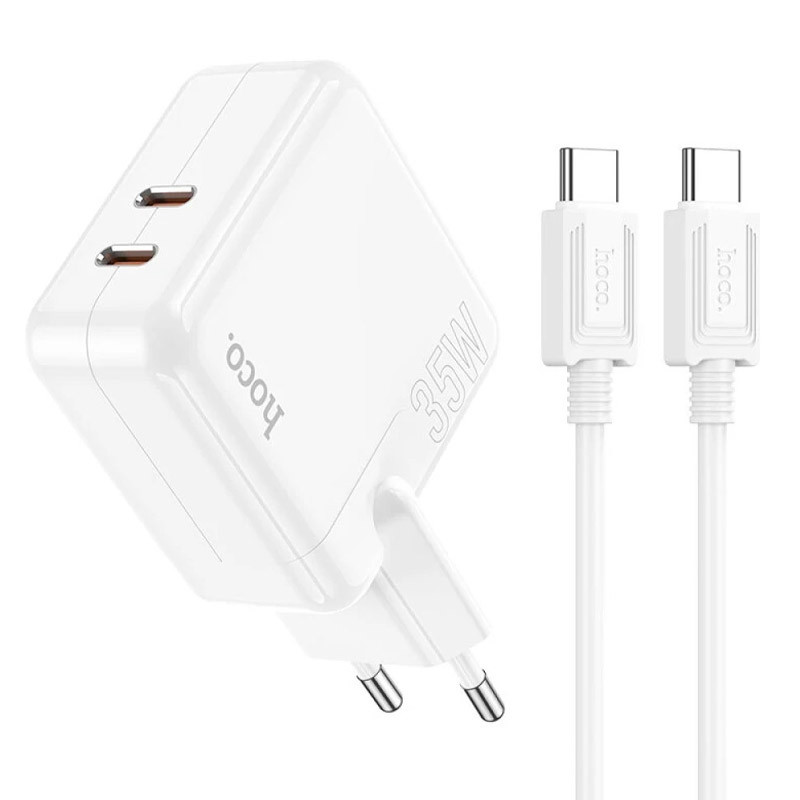 

СЗУ Hoco C110A Lucky PD35W (2 Type-C) + Type-C to Type-Cдля Зарядные устройства White (252338)
