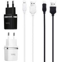 СЗУ Hoco C12 Charger + Cable Lightning 2.4A 2USB