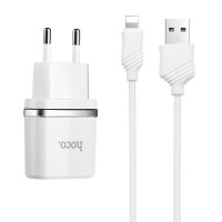 МЗП Hoco C12 Charger + Cable Lightning 2.4A 2USB
