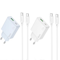СЗУ Hoco C142A Direct PD20W+QC3.0 (1USB-A/1C) + кабель Type-C to Type-C
